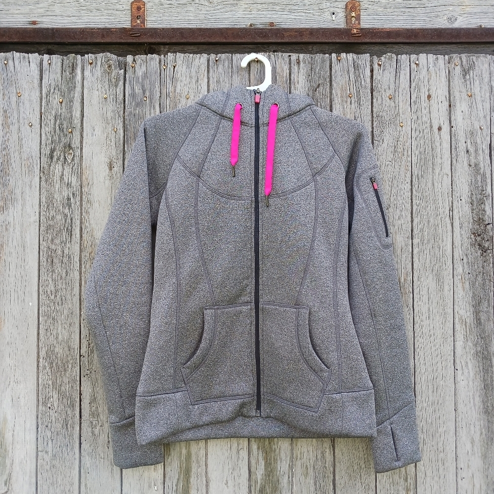 Athleta Home Team Shearling Lined Sweater Size Small Hooded Jacket Full‎ Zip Up